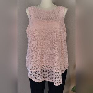 CATO Soft Pink Lace Dressy Sleeveless Top - Plus Size 18/20W